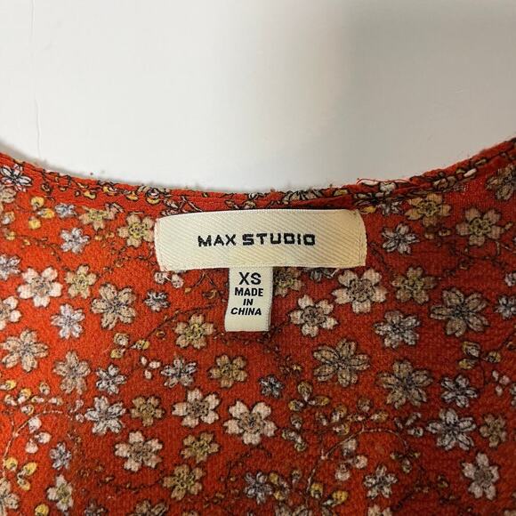 Floral Midi Dress Orange XS Tiered Ruffle Peasant Cottage Boho Cowgirl Prairie - Picture 3 of 11